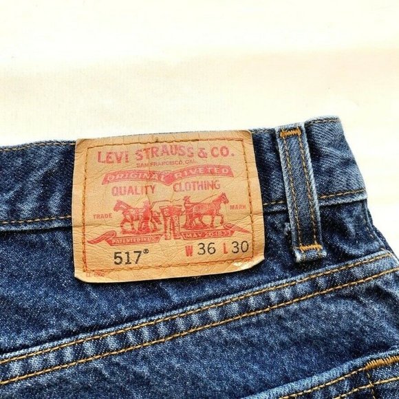 Levi's 517 Boot Cut Jeans Mens 36x30 Dark Blue Denim Red Tab - Picture 9 of 12